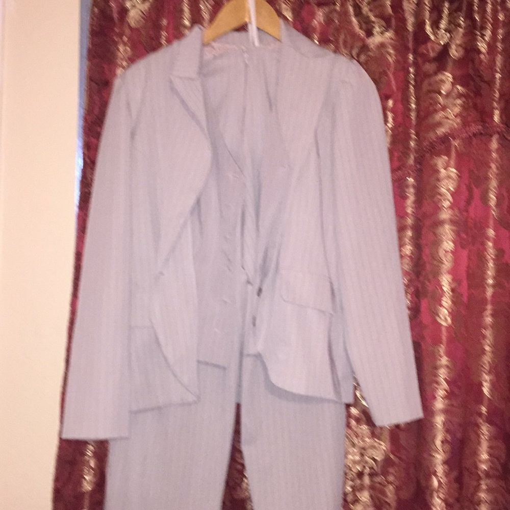 Three-piece polyester and rayon suit